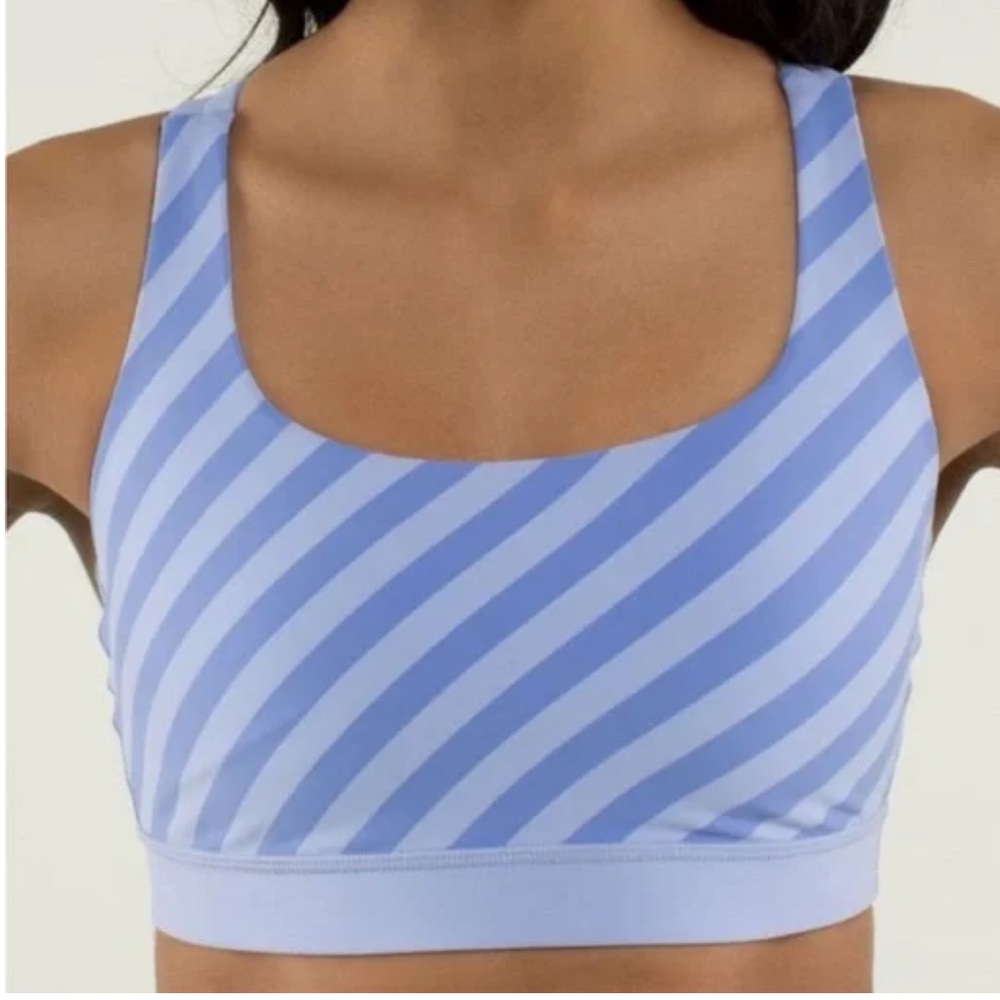 Size 4 Lululemon purple stripped criss cross sports bra